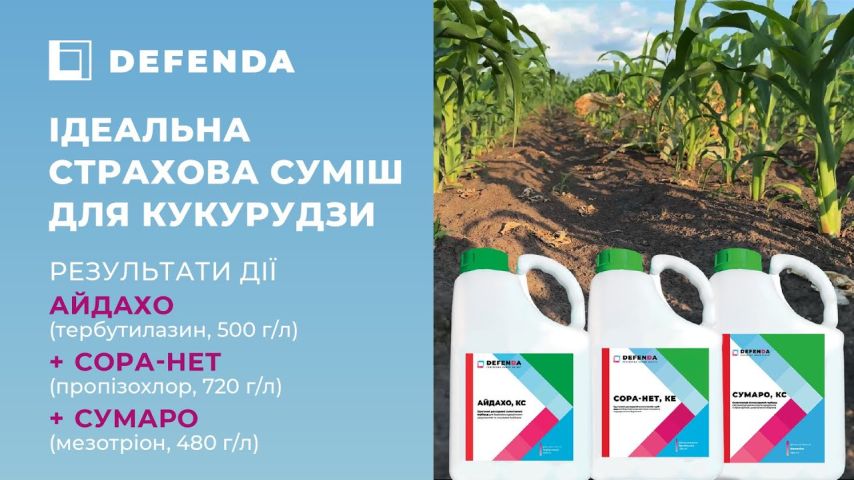 Результати страхового захисту Айдахо+Сора-Нет+Сумаро на кукурудзі